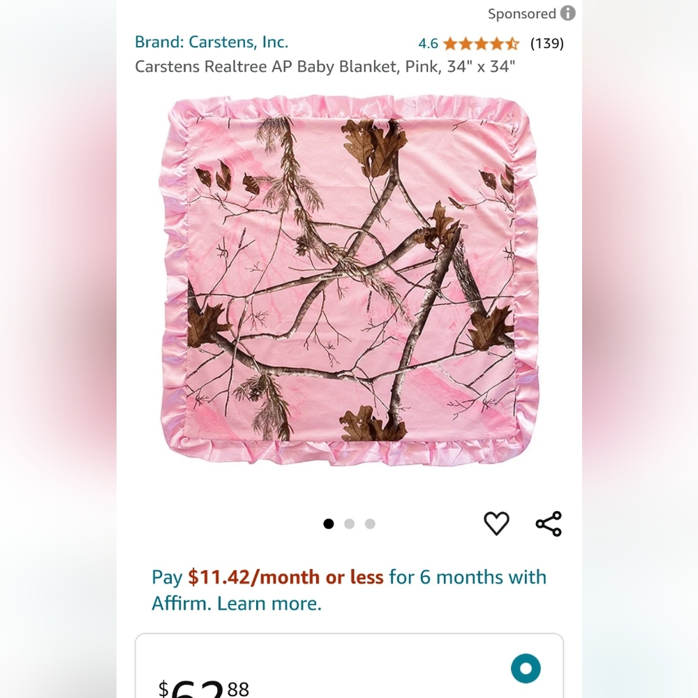 Pink camo baby blanket
